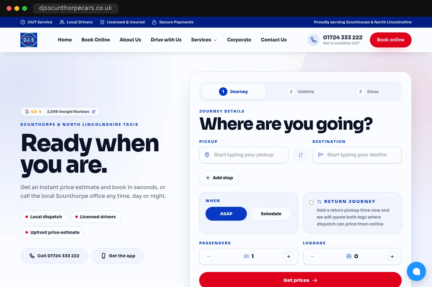 DJS Taxis website built by ViralMouth